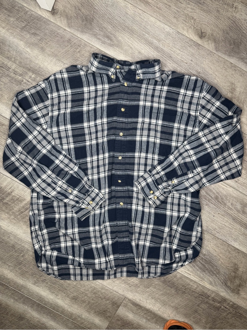 Trader Bay Navy and White Plaid Button-Down Shirt